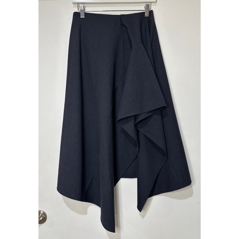A.L.C. Skyla Drape Midi Asymmetrical Skirt Navy Blue Plaid Size 0 NWT Timeless